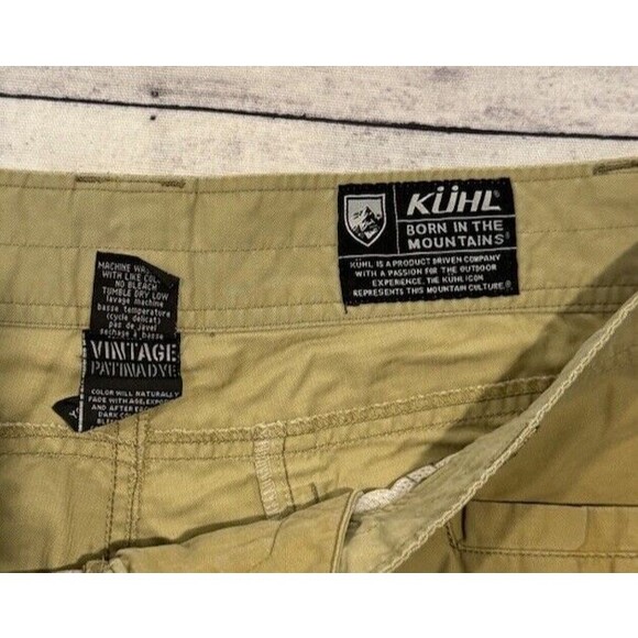 KUHL Mens Cargo Hiking Shorts Sz 36 Brown Khaki Vintage Patina Dye Trail Outdoor - Picture 11 of 16